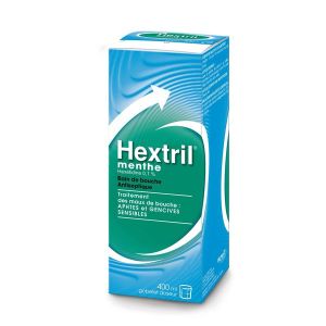 Hextril Menthe 0,1 Pour Cent Solution Pour Bain De Bouche 1 Flacon(S) Petp : Copolymere De Polyterephta.D'Ethle.Glycol Et De Diethyle.Glycol De 400 Ml