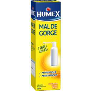 Humex Mal De Gorge Collutoire Flacon Pressurise 1 Flacon(S) Aluminium Verni Pressurise(E)(S) De 35 Ml Avec Tube(S) Plongeur(S) Polypropylene