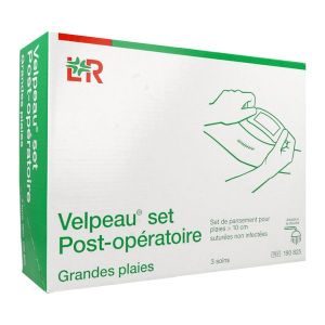 VELPEAU SET POST - OPERATOIRE GRANDES PLAIES Set de nettoyage et de recouvrement pour grande plaie post-opératoire suturée, bt 3