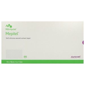 MEPITEL Pansement interface siliconé à micro-adhérence sélective, stérile, 10 cm x 18 cm, bt 10