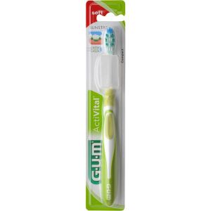 GUM ACTIVITAL BROSSE A DENTS Brosse à dents à tête compacte, avec capuchon de protection, souple (ref. 581), unité