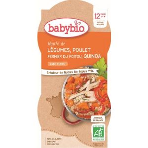 Babybio Bols menu légumes poulet fermier/quinoa BIO - dès 12 mois - 2 x 200 g