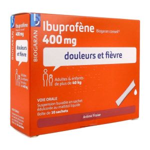 Ibuprofene Biogaran Conseil 400 Mg Suspension Buvable En Sachet Edulcoree Au Maltitol Liquide B/10