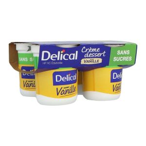 DELICAL CREME DESSERT HP HC EDULCOREE Denrée alimentaire destinée à des fins médicales spéciales, vanille, 200 g x 4