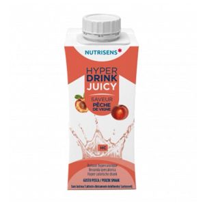 NUTRISENS HYPERDRINK JUICY Denrée alimentaire destinée à des fins médicales spéciales, pêche de vigne, 200 ml x 4