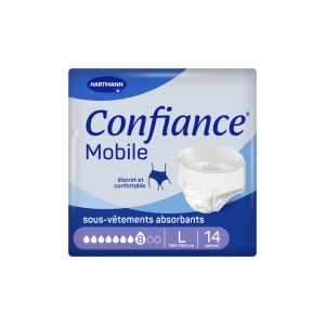 CONFIANCE MOBILE ABSORPTION 8 Slip absorbant jetable pour incontinence urinaire, adulte, large (ref. 915723), sac 14