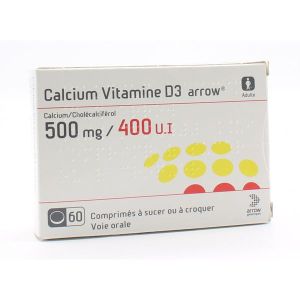 Calcium Vitamine D3 Arrow 500 Mg/400 Ui Comprimes A Sucer Ou A Croquer B/60