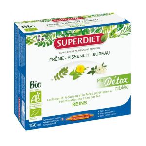 Superdiet Ma Détox ciblée Reins BIO : Frêne / Pissenlit / Sureau - 10 ampoules de 15 ml