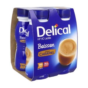 DELICAL BOISSON LACTEE HP HC Denrée alimentaire destinée à des fins médicales spéciales,, caramel, 200 ml x 4
