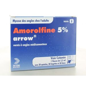 Amorolfine Arrow 5% Vernis A Ongles Medicamenteux 1 Flacon(S) En Verre Type Iii De 2,5 Ml Avec 30 Spatule(S)