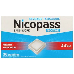 NICOPASS MENTHE FRAICHEUR SANS SUCRE Pastille 2,5 mg, boîte 36