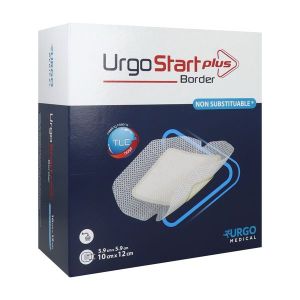 URGOSTART PLUS BORDER Pansement adhésif avec matrice TLC-NOSF et fibres poly-absorbantes, multisite, 10 cm x 12 cm, bt 16
