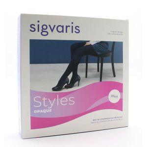 Sigvaris Styles Opaque Classe 2 Bas Autofixant Noir Extra Large Long Plus 2