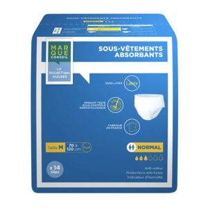 MARQUE CONSEIL SOUS - VETEMENT ABSORBANT MAXI Slip absorbant jetable pour incontinence urinaire, adulte, small, sac 14