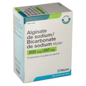 Alginate De Sodium /Bicarbonate De Sodium Mylan 500 Mg/267 Mg Suspension Buvable 10 Ml En Sachet B/24