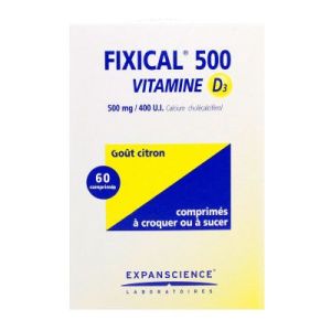 Fixical Vitamine D3 500 Mg/400 Ui (Carbonate De Calcium Cholecalciferol) Comprimes A Croquer Ou A Sucer B/60