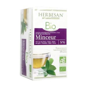 HERBESAN INFUSION BIO MINCEUR N° 6 Mélange de plantes pour tisane, infusette, bt 20