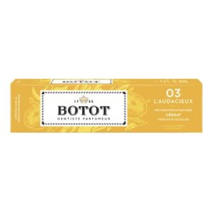 BOTOT L'AUDACIEUX 03 PATE DENTIFRICE PARFUMEE Pâte dentifrice parfumée au cédrat (jaune), tube 75 ml