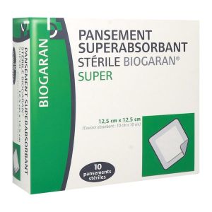 Biogaran Conseil Pansement Super Absorbant Sterile Super 12,5 Cm X 12,5 Cm Boite 10
