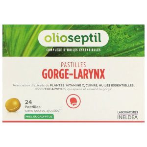 OLIOSEPTIL PASTILLES GORGE - LARYNX Pastille, complément alimentaire aux huiles essentielles et extraits de plantes, bt 24