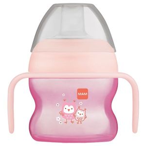 MAM TASSE A BEC SOUPLE Tasse d'apprentissage décorée, avec bec souple et anse, 150 ml, + 6 mois, unité