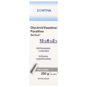 GLYCEROL VASELINE PARAFFINE ZENTIVA Crème dermique 15 %/8 %/2 %, tube 250 g