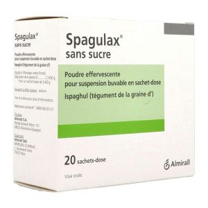 SPAGULAX SANS SUCRE Poudre effervescente pour suspension buvable, boîte 20 sachets-dose