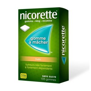 Nicorette Fruits 4 Mg Sans Sucre (Nicotine) Gommes A Macher Medicamenteuses Edulcorees Au Xylitol Et A L'Acesulfame Potassique B/105