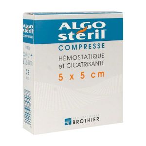 ALGOSTERIL COMPRESSE Pansement d'alginate, hémostatique et cicatrisant, stérile, 5 cm x 5 cm (ref. 25325), bt 10