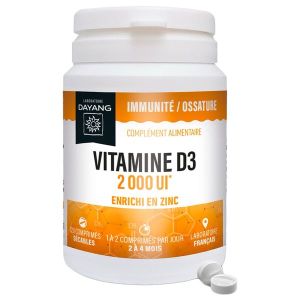 DAYANG COMPRIME VITAMINE D3 ZINC Comprimé sécable, complément alimentaire à base de vitamine D3 et zinc, pot 120