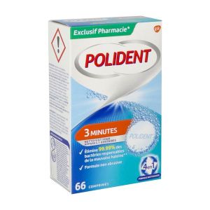 POLIDENT NETTOYANT 3 MINUTES 66 COMPRIMES