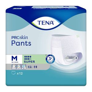 TENA PANTS PROSKIN SUPER Slip superabsorbant jetable pour incontinence urinaire modérée à forte, médium (ref. 793523), sac 12