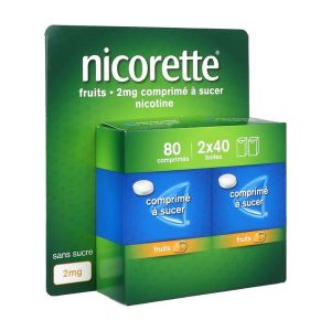 NICORETTE FRUITS 2 mg (nicotine) comprimes a sucer B/80