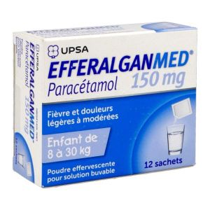 EFFERALGANMED Poudre effervescente pour solution buvable 150 mg, boîte 12 sachets