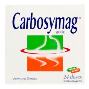 Carbosymag (Charbon Active Simethicone Oxyde De Magnesium) Gelules 1 Boite De 24 Gelules Vertes + 24 Gelules Orange Gastro-Resistantes