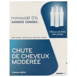 Minoxidil Sandoz Conseil 5 % Solution Pour Application Cutanee B/180