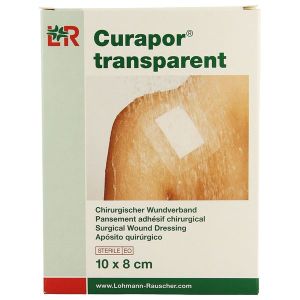 CURAPOR TRANSPARENT Pansement stérile, adhésif 4 côtés, transparent, 8 cm x 10 cm, bt 5