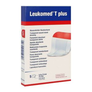 LEUKOMED T PLUS Pansement film stérile, absorbant, adhésif 4 côtés, 5 cm x 7,2 cm (ref. 72382-19), bt 5