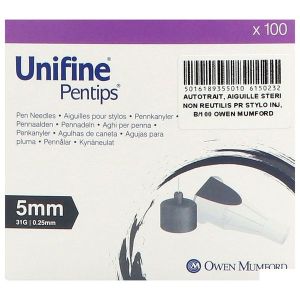 Unifine Aiguille Pour Style Injecteur Insuline 5 Mm Bt 100
