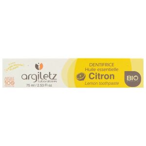 ARGILETZ DENTIFRICE BIO Dentifrice à l'huile essentielle de citron, tube 75 ml