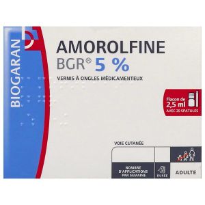 AMOROLFINE BGR Vernis à ongles médicamenteux 5 %, flacon 2,5 ml avec 20 spatules