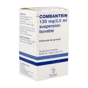 COMBANTRIN Suspension buvable 125 mg/2,5 ml, flacon 15 ml avec cuillère-mesure 5 ml