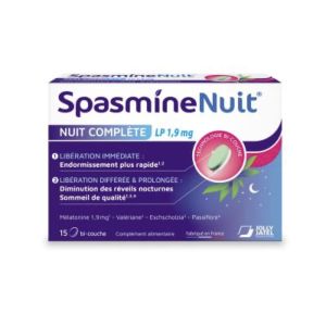 SPASMINENUIT NUIT COMPLETE Comprimé, complément alimentaire à base de mélatonine et plantes, bt 15