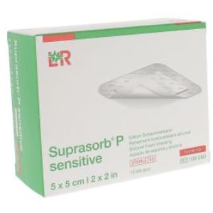 SUPRASORB P SENSIFLEX BORDER LITE Pansement hydrocellulaire siliconé, stérile, bord adhésif, 5 cm x 5 cm (ref. 401117), bt 10