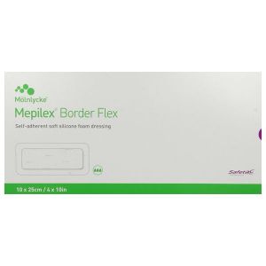MEPILEX BORDER FLEX EM Pansement hydrocellulaire siliconé, bordé, flexible, forme mince, 10 cm x 25 cm (ref. 595820), bt 10