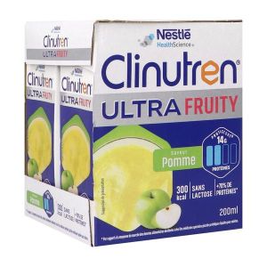 CLINUTREN ULTRA FRUITY Denrée alimentaire destinée à des fins médicales spéciales, saveur pomme, 200 ml x 4