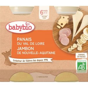 Babybio Petits Pots Menu Panais Jambon Gruyère BIO - dès 6 mois - 2 x 200 g