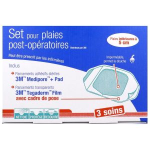 3M SET POUR PLAIES POST - OPERATOIRES Set de nettoyage et de recouvrement pour petite plaie suturée, non infectée, bt 3