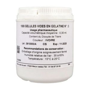 LGA Gélule vide opaque, ivoire, n° 3, contenance 0,30 ml, bt 1000