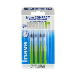 INAVA MONO COMPACT Brossette interdentaire pour espace interdentaire très large, vert (ref. 215078), bt 4